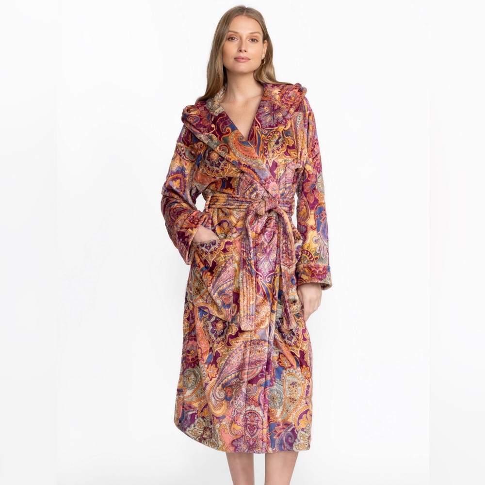 NWT Johnny Was COZY ROBE Laurel Canyon Sandalwood Pink bathrobe size S/M